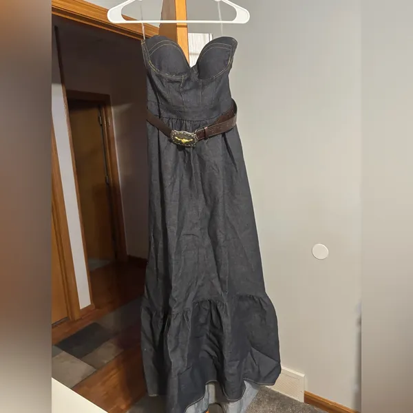 Denim Midi Dress Blue - Image 5