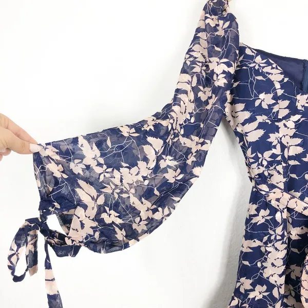 NWT Petal & Pup Navy Floral Mini Dress Size Small Long Sleeve Aline Ruffle - Image 10