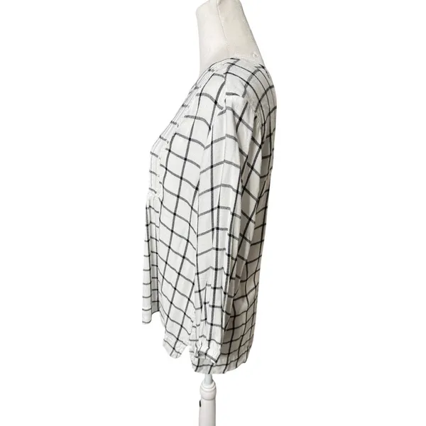 Wrangler White Black Plaid Pintuck Blouse Western Boho Size Medium - Image 4