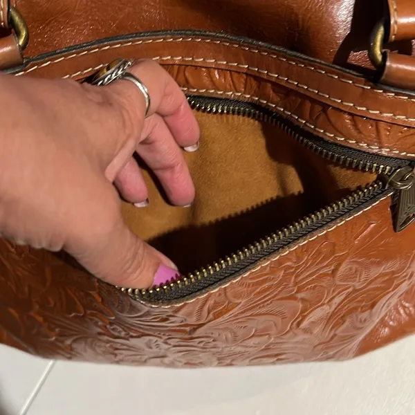 Patricia Nash Tooled Leather Poppy Tote Western, Boho, cowgirl - Image 13
