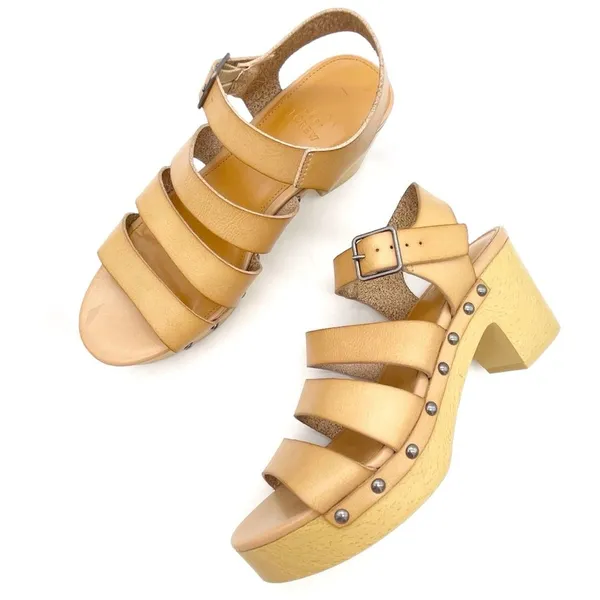 J. Crew The Chloe Clog Platform Strappy Sandal in Saddle Tan Faux Leather Size 7 - Image 13