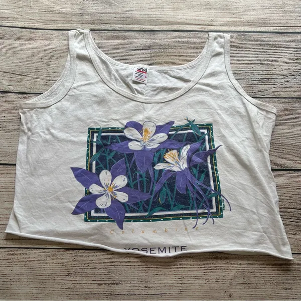 Vintage 90s Yosemite Columbine Cropped Top Womens‎ Large Anvil USA National Park - Image 8