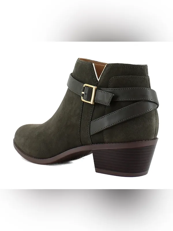 Vionic NWOB Women's Olive Green Suede Ankle Boot with Buckle Strap Size 6.5 - Image 3