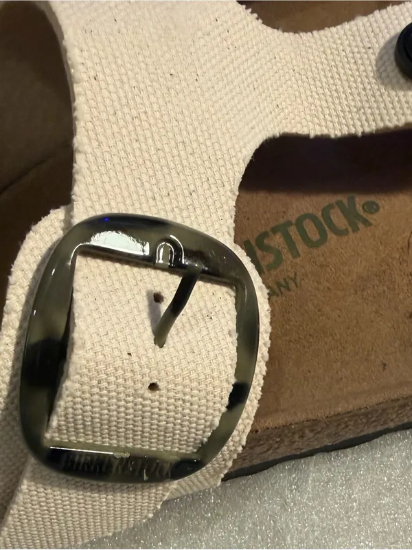 Birkenstock White Canvas Buckle Slide Sandal NWT - Image 8