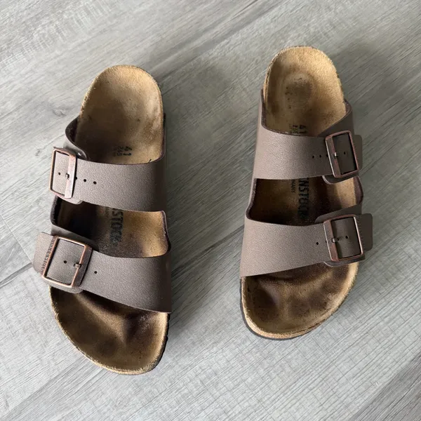 Birkenstock Arizona Sandals Brown Leather Buckle Comfort Size 40 - Image 7