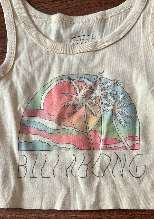 Nwt Billabong Escape Nature Cropped Womens Tank - Retro Yellow - Image 2