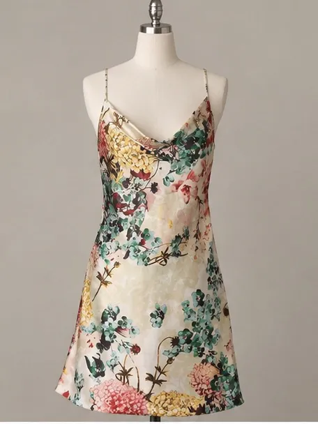Natori Abstract Floral Satin Cowl Neck Slip Dress Women Sz XL - Image 8