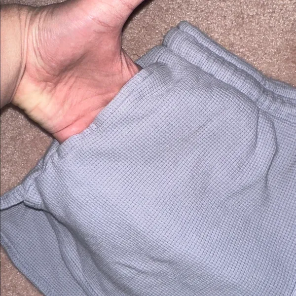 Brandy Melville Waffle Knit Shorts Periwinkle 100% Cotton Pockets Drawstring - Image 3