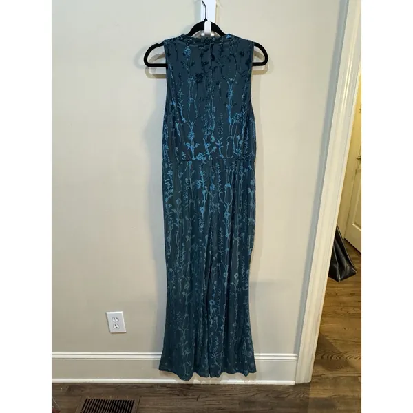 Hutch Floral Velvet Burnout‎ Jumpsuit In Dark Green Size Large Sleeveless - Image 5