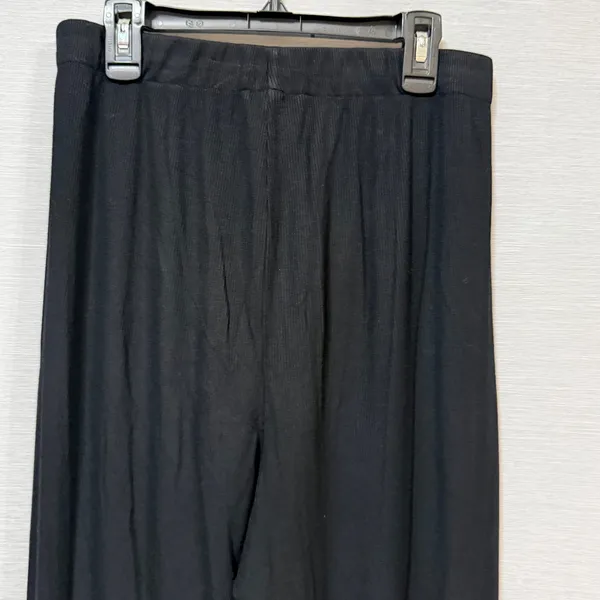 Womens SKIMS Black Ribbed Modal Wide Leg High Waisted Lounge Pants Small - Image 4