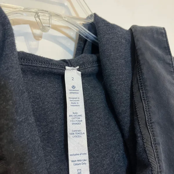 Lululemon Jacket Blissed Out‎ Wrap Open Front Black Organic Cotton Tencel Size 2 - Image 4