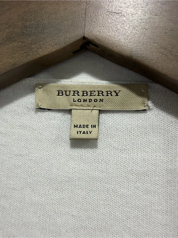 Burberry London White Cotton Icon Stripe Epaulet Cardigan S - Image 3