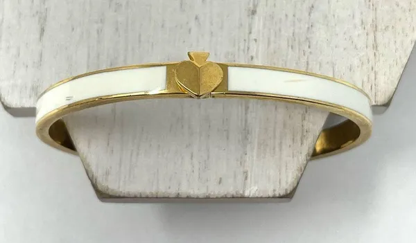 Kate Spade gold tone and white enamel hinged bangle bracelet - Image 2