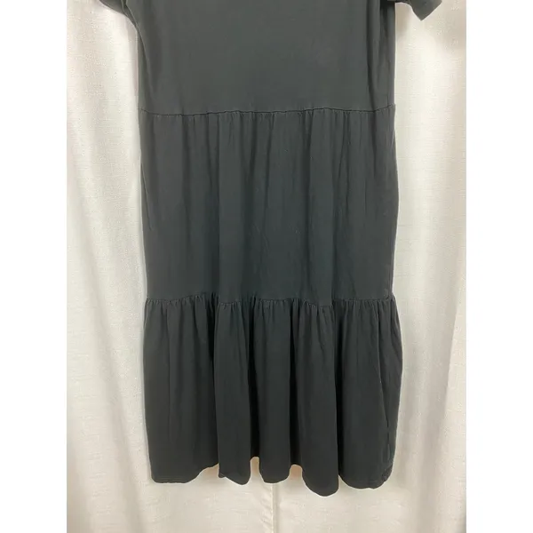 J.Crew Black Cotton Tiered Midi Dress Sz.L - Image 5