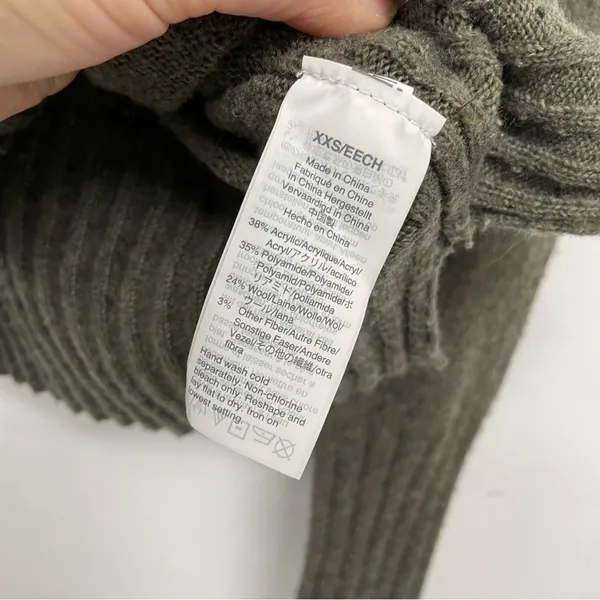 Madewell Olive Green Wool Rolled Mock Neck Pullover Sweater Womens XXS Winter - Image 8