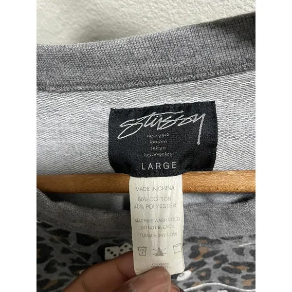 Stüssy Leopard Print Dice Crewneck Women's Size L - Image 2