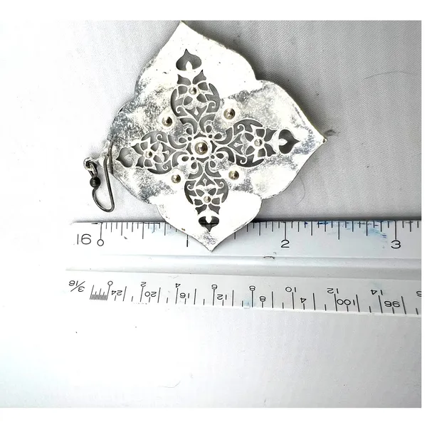 Brighton Theodora Statement Earrings Silver laser cut Dangle  Filigree Drop - Image 5