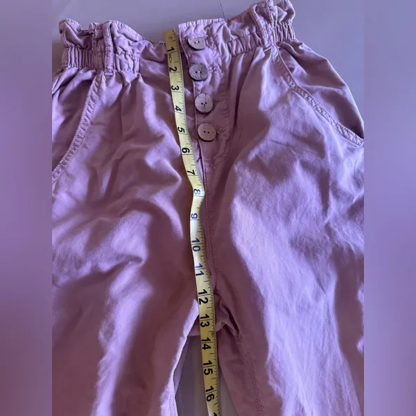 Zara Women's Baggy Rustic Paperbag Lightweight Pants Dusty Pink Button Fly Sz 2 - Image 13