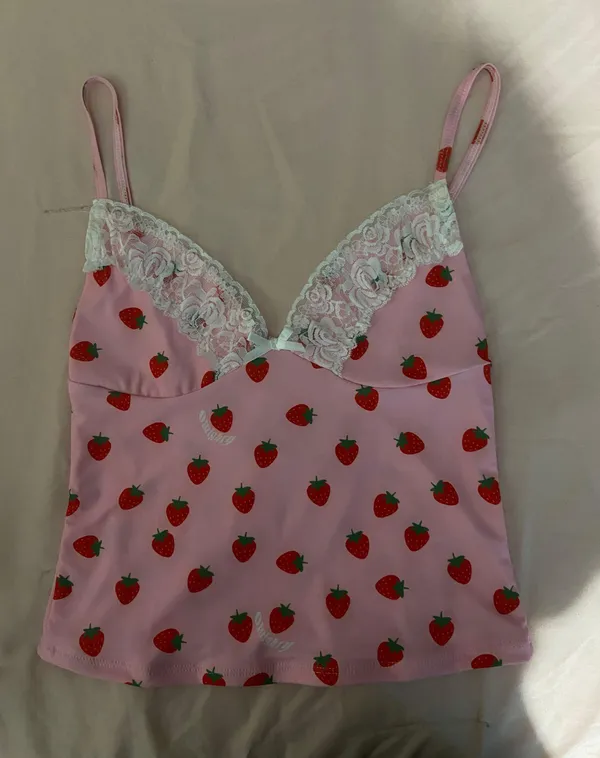 O Mighty strawberry lace cami - Image 3