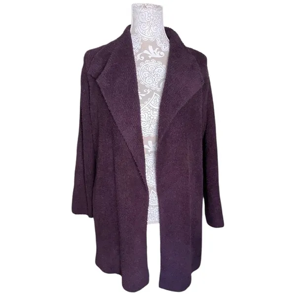 Barefoot Dreams CozyChic Plum Purple Knit Robe Size L Soft Lounge Sweater - Image 4