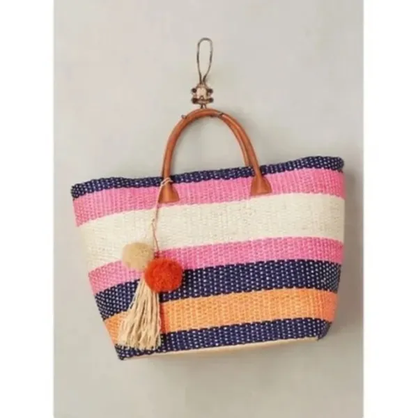 NWT! ANTHROPOLOGIE Pomaria Tassel Tote Straw Colorful Beach Pool Resort Vacation - Image 8