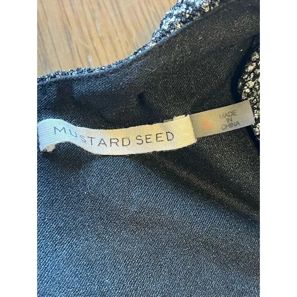 Mustard Seed Dress‎ Mini Short Shimmer Silver Size Small S - Image 6