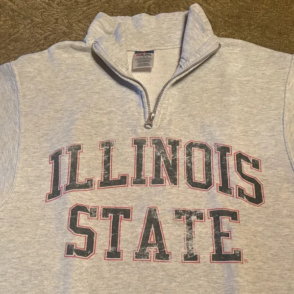Jerzees Gray Illinois State Quarter Zip Hoodie - Image 2