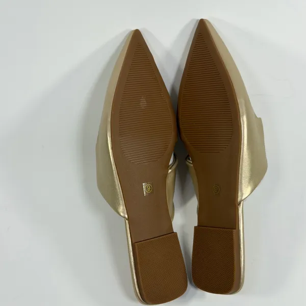 Journee Collection Size-9M Enniss Gold Metallic Twisted Strap Mules - Image 4