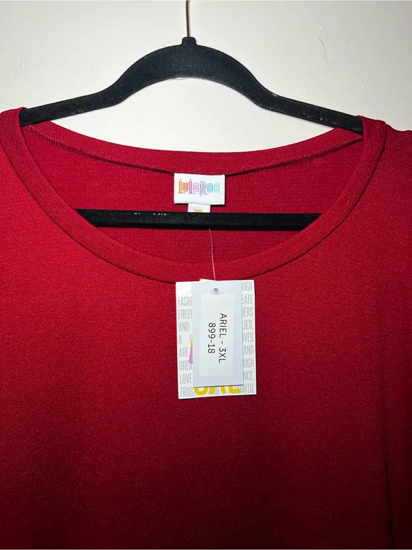 LuLaRoe Ariel Burgundy Tiered Short Sleeve Dress - Image 2