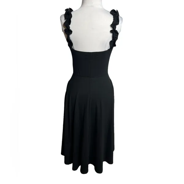 Reformation Eda Ruffle Strap Midi‎ Dress black Sz M - Image 4