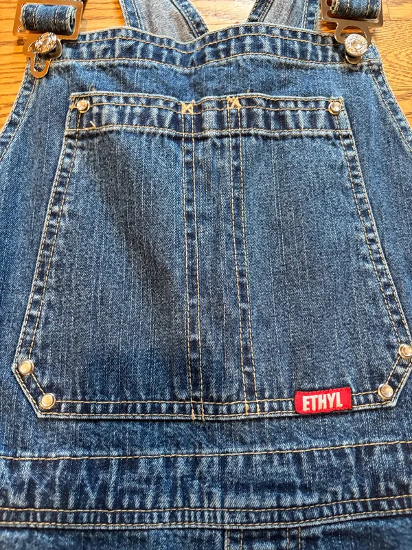 Ethyl Denim Overalls Bibs Cropped Vintage Blue - Image 4