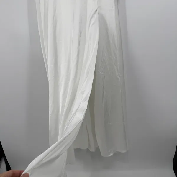 Lulus Satin Maxi Dress M White Flutter Sleeve Cutout Wedding Elopement Bridal - Image 5