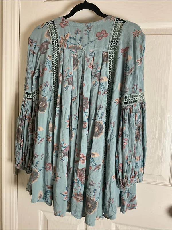 Free People Just The Two Of Us Floral Crochet Tunic Mini Dress XS - Image 8