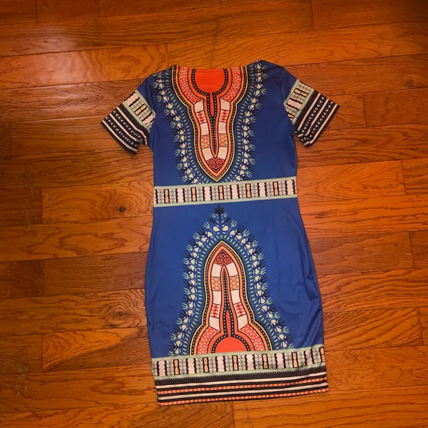 Blue dashiki mini dress - Image 2