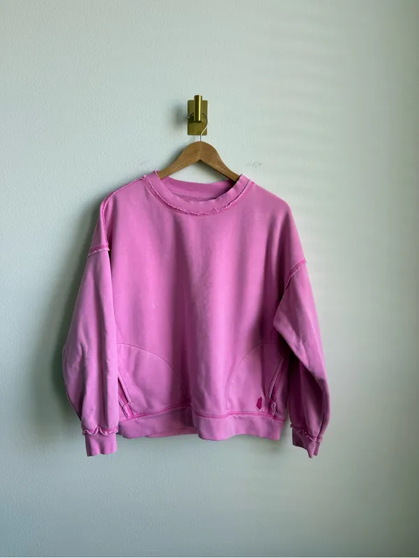 Free People FP Movement Metti Crewneck Sweatshirt Pink Oversized XS - Image 4