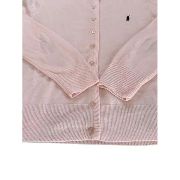 Polo Ralph Lauren Cashmere Cardigan Pony Sweater Light Pink Womens Large - Image 8