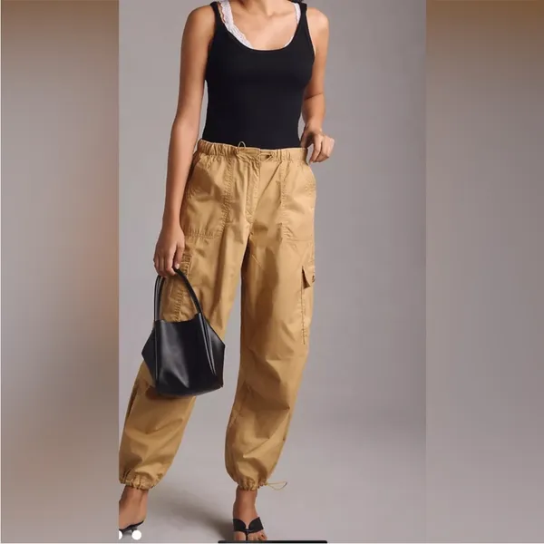 Avec Les Filles Tan Drawcord Cargo Jogger Pants Small NWT - Image 2