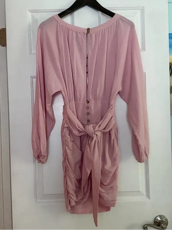 Free People The Only One Mini Dress in Light Pink - Image 3