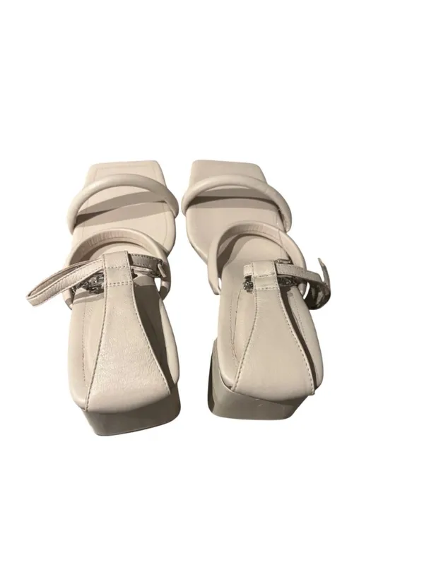 Free People Parker Chain Block Heel Sandals Beige Size 39 US 8.5 - Image 6