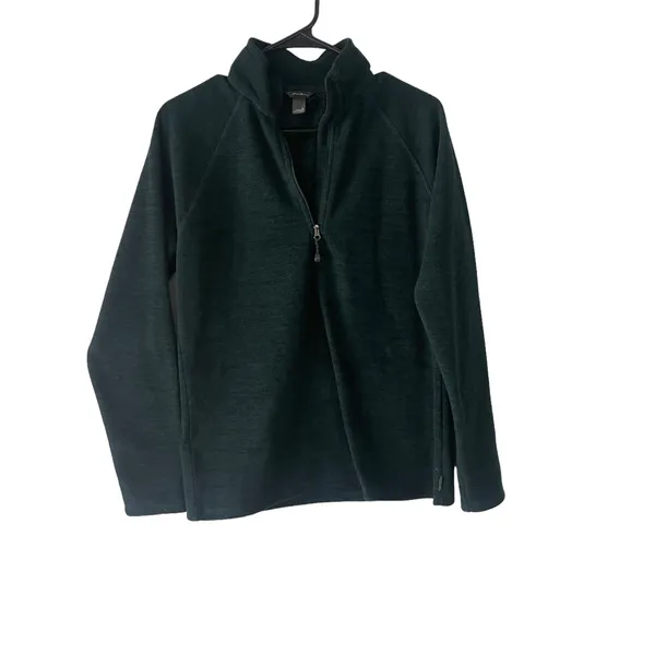 Eddie Bauer Women's Size Small Green Half‎ Zip Fleece Pullover Sweater - Image 2