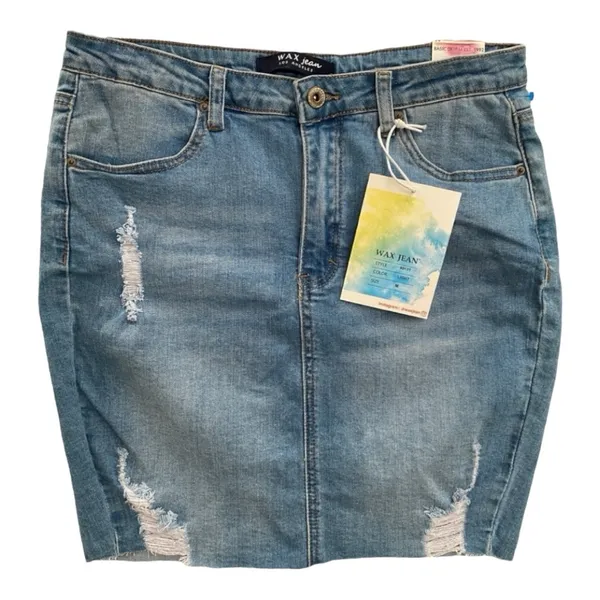 Wax Jean Basic‎ Denim Distressed Skirt Size M - Image 2
