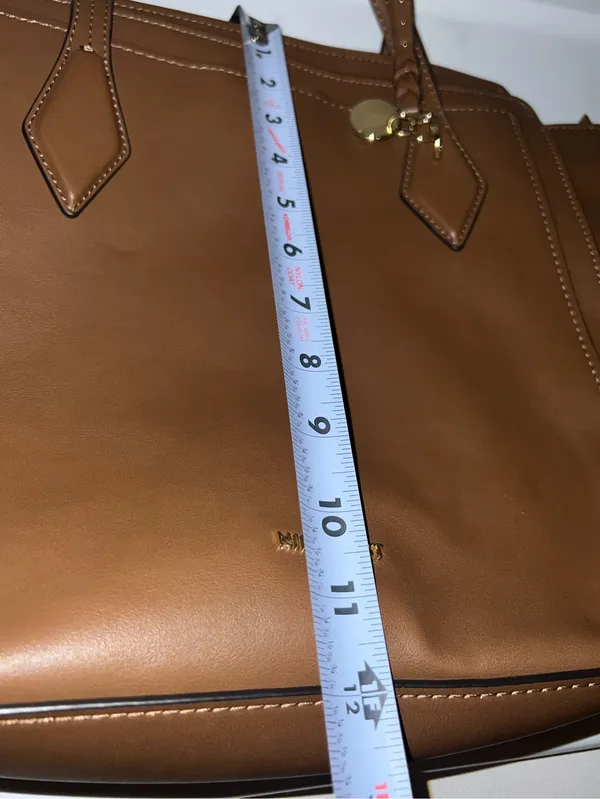 Nine West Cognac 3 compartment Tote with Charm Accent NWOT - Image 8