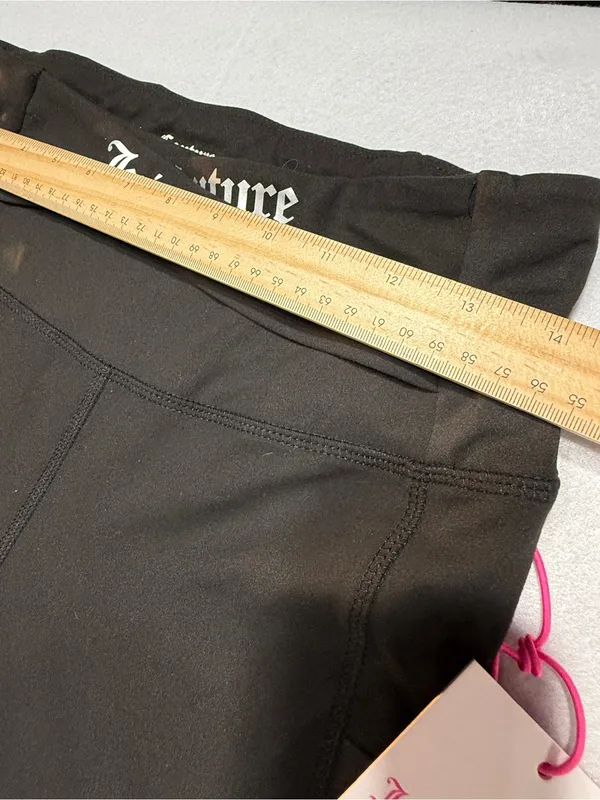 Juicy Couture Sport NWT Black Leggings crisscross Logo Waistband Sz M - Image 5