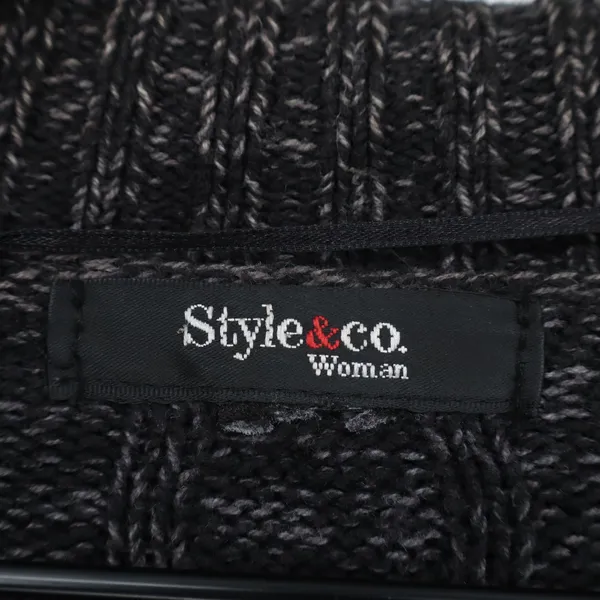 Style & Co Cardigan Woman XL Marled Shawl Collar Gray Double Breasted Good - Image 2
