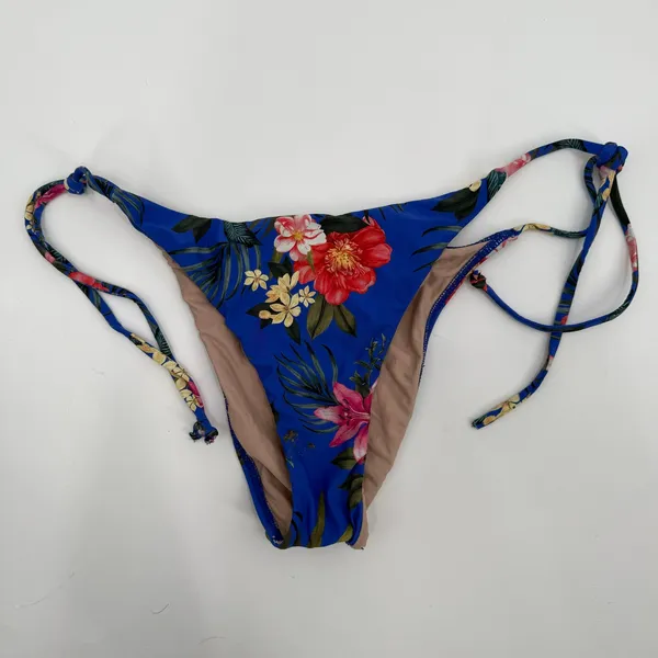 PQ SWIM PILYQ Bikini Bottoms SZ Small Boca Tie String Teeny NEW NWOT Blue Floral - Image 10