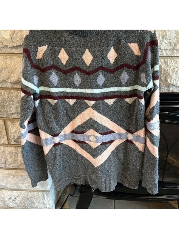 Pink Rose geometric mock neck sweater medium - Image 4