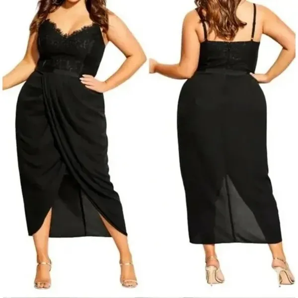 NEW City Chic Black Floral Lace Corset Sleeveless Maxi Sheath Dress Size XS - Image 2