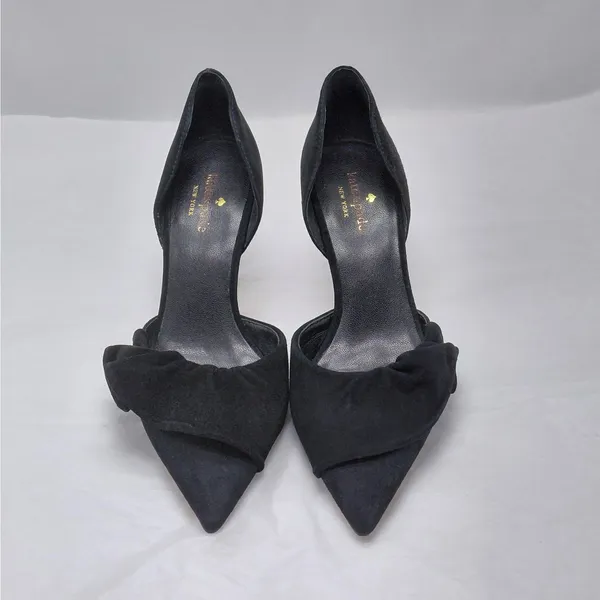 Kate Spade Pumps Size 8.5 Black Suede Coquette Quiet Luxury Heels Wedding Party - Image 3