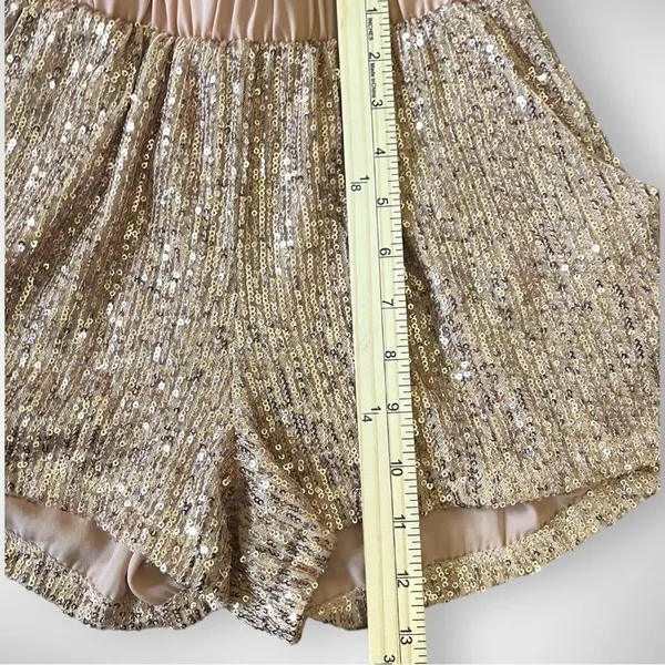 TYCHE‎ Women's Rose Gold Sequin Shorts With Pockets Small | EUC - Image 7