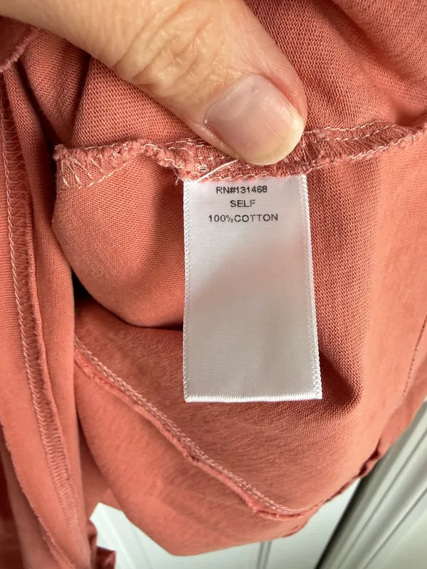 Fate Embroidered Henley‎ Top Medium Boho Raw Hem Coral Pink - Image 5
